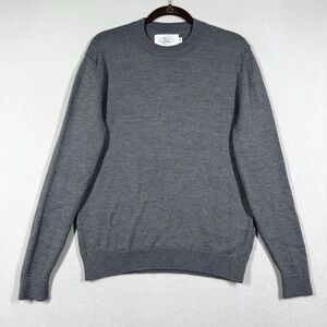 Alex Crane Sweater Mens Medium 100% Italian Merino Wool Pullover USA Made Grey